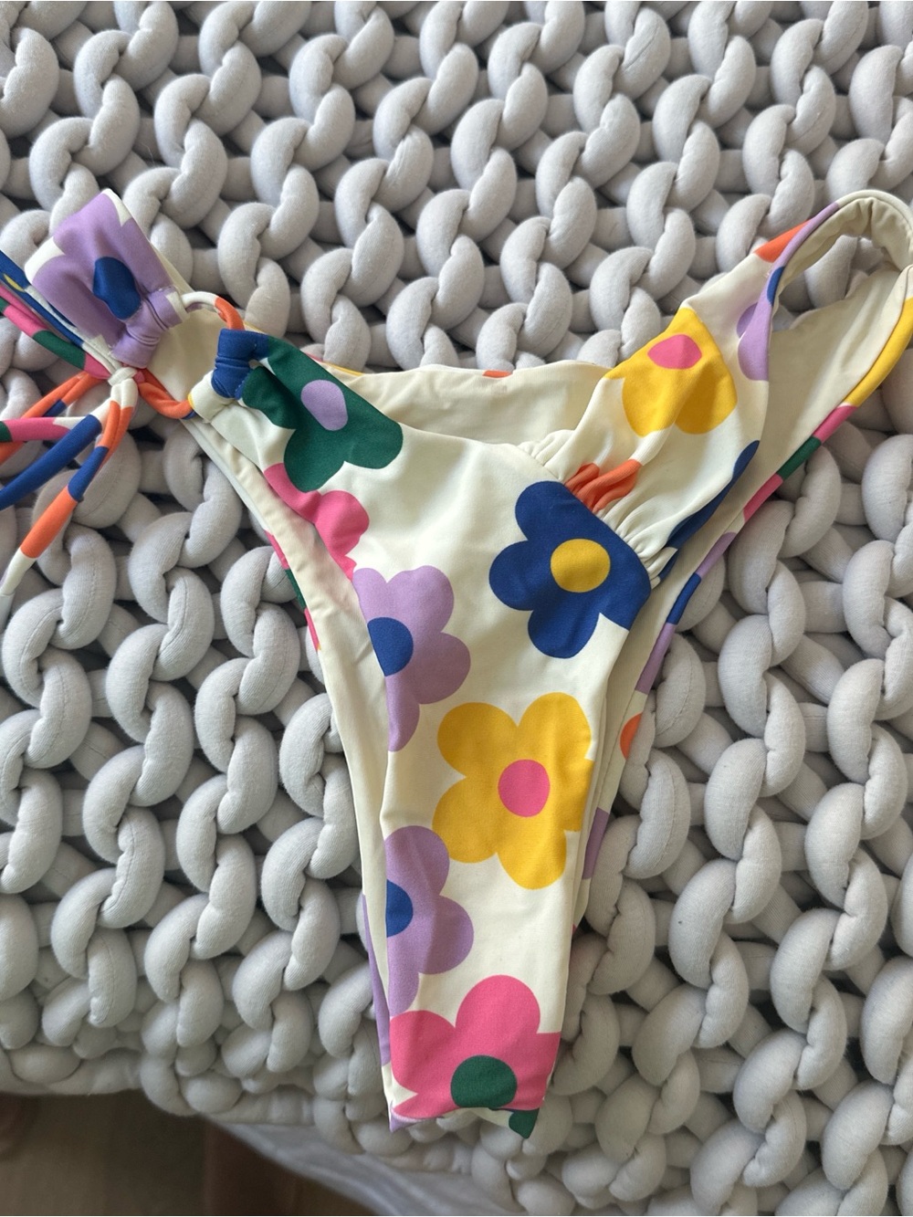 Blackbough Cream Bikini Bottom with Multicolor Floral Print